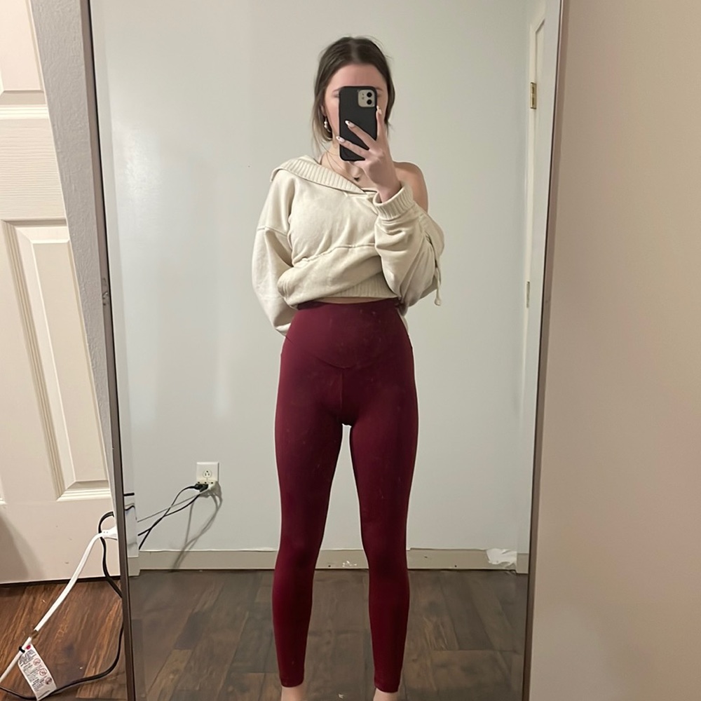 Aerie maroon high waisted OG leggings. Xs regular length